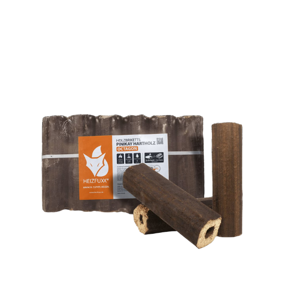 Heizfuxx PiniKay Octagon Hartholzbriketts – 960 kg Palette (96 × 10 kg)