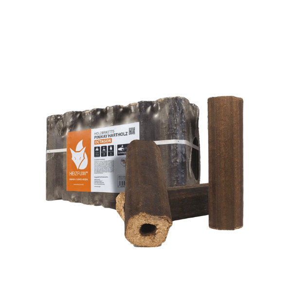 Heizfuxx PiniKay Octagon Hartholzbriketts – 960 kg Palette (96 × 10 kg)