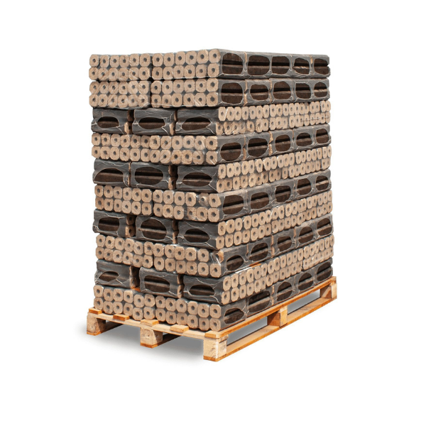 Heizfuxx PiniKay Quadro Hartholzbriketts – 960 kg Palette (96 × 10 kg)