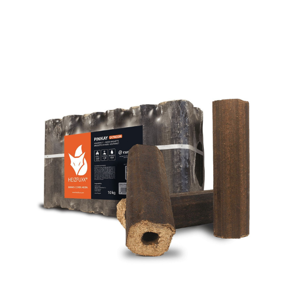 Heizfuxx PiniKay Quadro Hartholzbriketts – 960 kg Palette (96 × 10 kg)