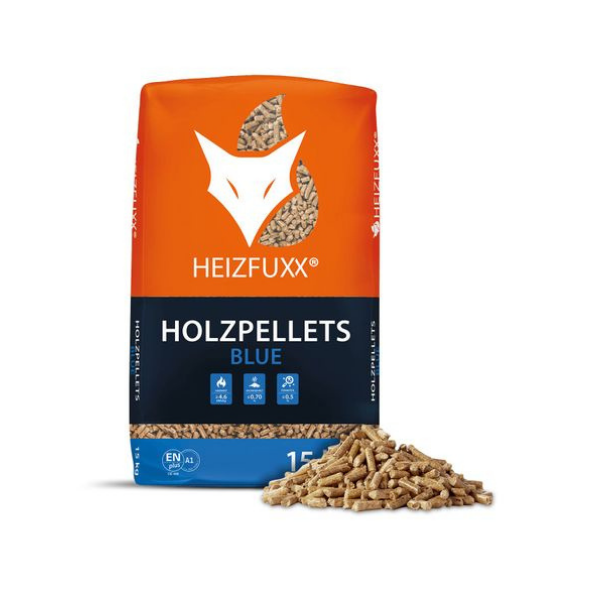 Heizfuxx Holzpellets Blue – 975 kg Palette (65 × 15 kg) – Hochwertige Holzpellets für Pelletöfen