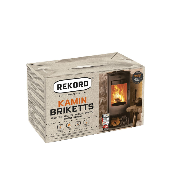 Rekord Braunkohlebriketts – 900 kg Palette (90 × 10 kg Pakete)