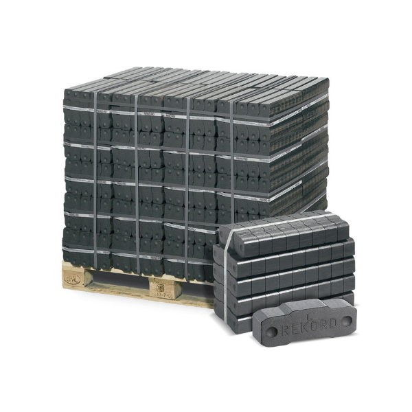 Rekord Braunkohlebriketts – 1000 kg Palette (40 × 25 kg)