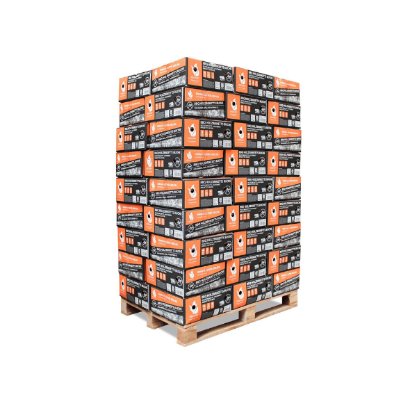 Heizfuxx BBQ-Buchenholzbriketts – 972 kg Palette (54 × 18 kg) – Premium Buchenbriketts für Grill & Feuerstellen