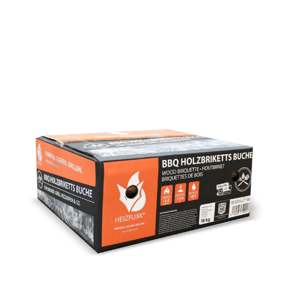 Heizfuxx BBQ-Buchenholzbriketts – 972 kg Palette (54 × 18 kg) – Premium Buchenbriketts für Grill & Feuerstellen